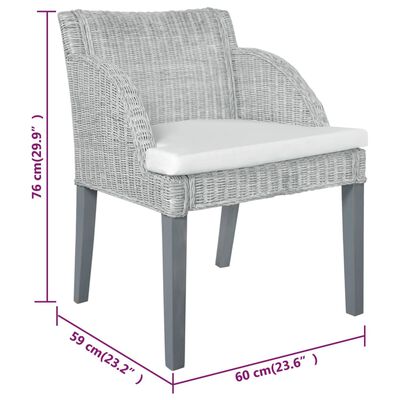 vidaXL Jídelní židle s poduškou šedá přírodní ratan
