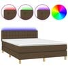 vidaXL Box spring postel s matrac&iacute; a LED tmavě hněd&aacute; 140x190 cm textil