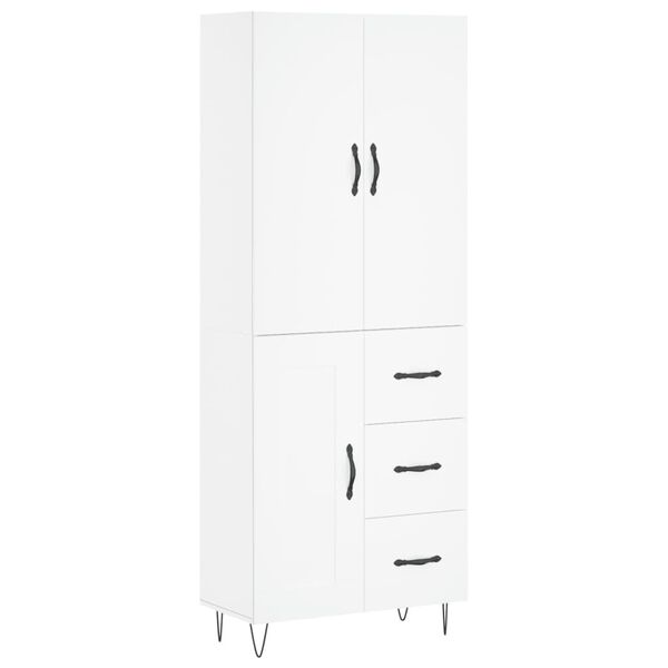 vidaXL Skř&iacute;ň highboard b&iacute;l&aacute; 69,5 x 34 x 180 cm kompozitn&iacute; dřevo