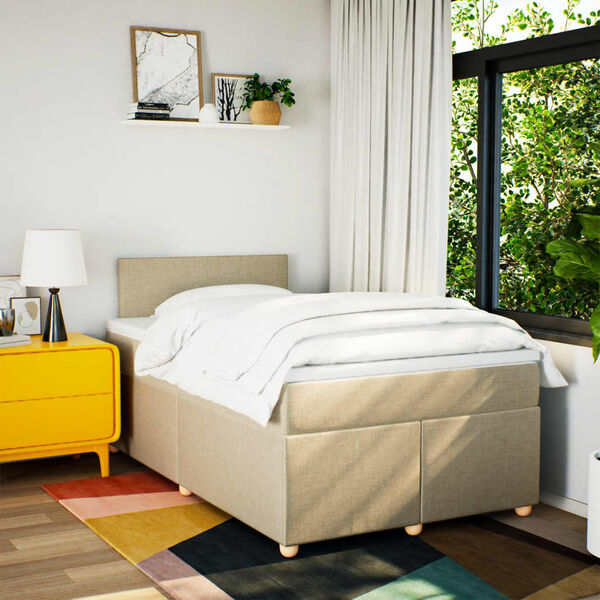 vidaXL Box spring postel s matrac&iacute; kr&eacute;mov&aacute; 120x200 cm textil