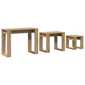 vidaXL Hn&iacute;zdov&eacute; stolky 3 ks dub artisan kompozitn&iacute; dřevo