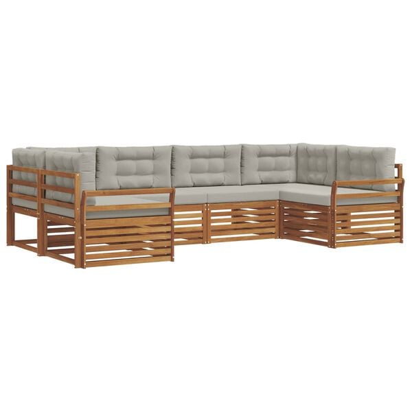 vidaXL Venkovn&iacute; pohovkov&aacute; souprava 6 pcs Př&iacute;rodn&iacute; a světle &scaron;ed&aacute;