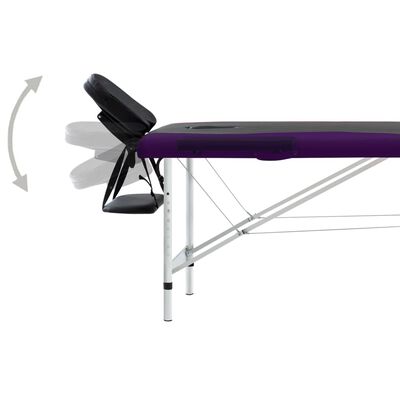 vidaXL Skládací masážní stůl se 2 zónami hliník černý a fialový