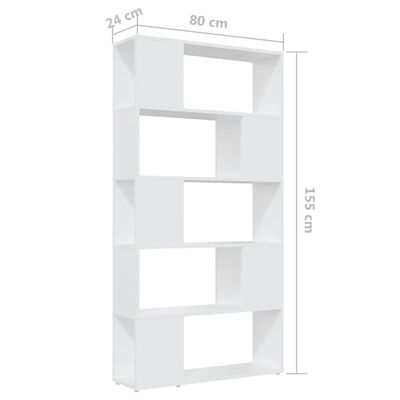 vidaXL Knihovna / dělicí stěna bílá 80 x 24 x 155 cm dřevotříska