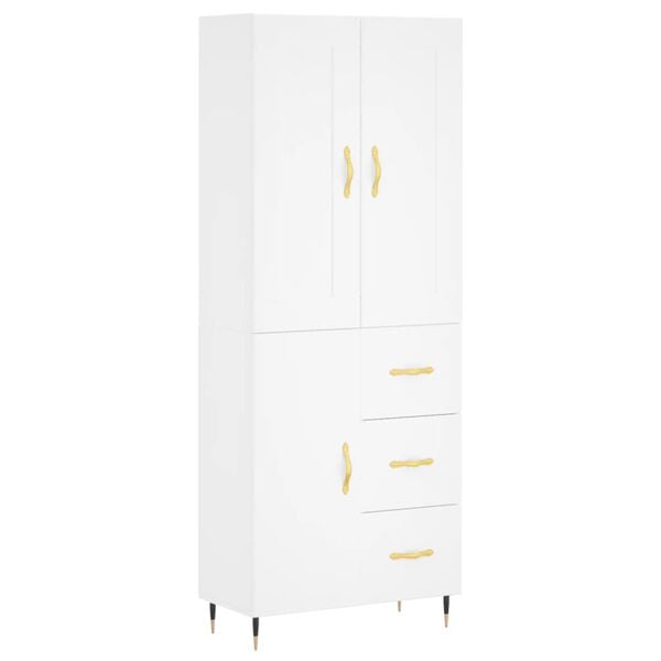 vidaXL Skř&iacute;ň highboard b&iacute;l&aacute; 69,5 x 34 x 180 cm kompozitn&iacute; dřevo