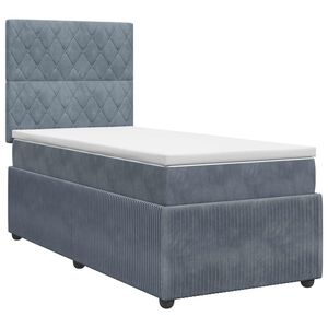 vidaXL Postel boxspring s matrac&iacute; s čelo Tmavě &scaron;ed&aacute; 80 x 200 cm Samet