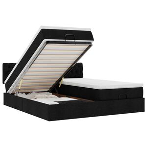 vidaXL Osmansk&yacute; r&aacute;m postele s matrac&iacute; čern&aacute; 180x200cm textil