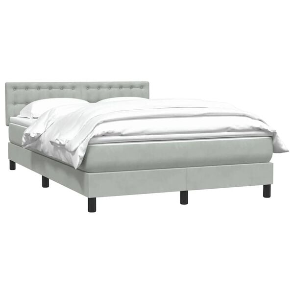 vidaXL Box spring postel s matrac&iacute; světle &scaron;ed&aacute; 140x210 cm samet