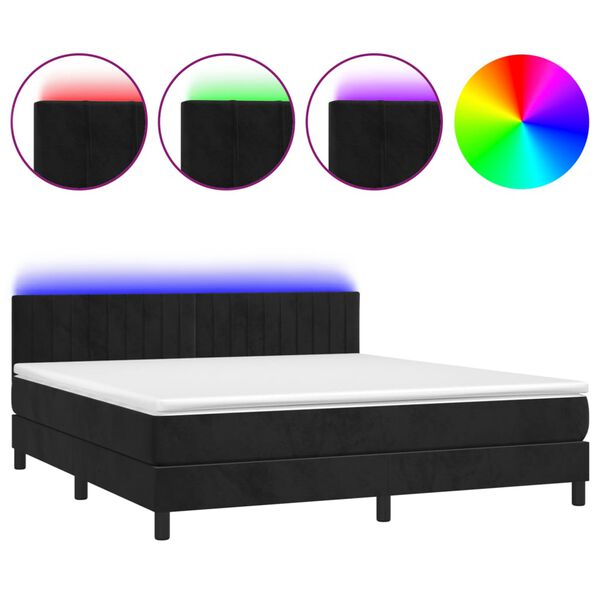 vidaXL Box spring postel s matrac&iacute; a LED čern&aacute; 160x200 cm samet