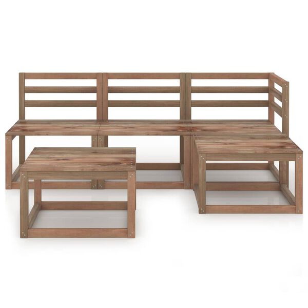 vidaXL 5d&iacute;ln&aacute; zahradn&iacute; sedac&iacute; souprava hněd&aacute; impregnovan&aacute; borovice