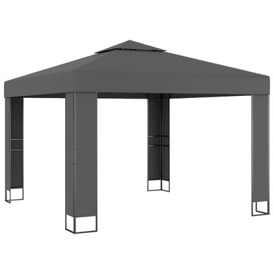 vidaXL Altán s dvojitou střechou 3 x 3 m antracitový
