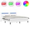 vidaXL R&aacute;m postele s LED p&aacute;sky s čelo B&iacute;l&aacute; 180 x 200 cm Uměl&aacute; kůže