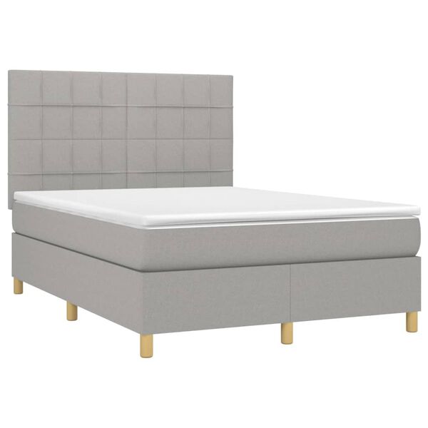 vidaXL Box spring postel s matrac&iacute; a LED světle &scaron;ed&aacute; 140x190 cm textil