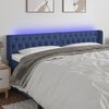 vidaXL Čelo postele s LED modr&eacute; 203 x 16 x 78/88 cm textil