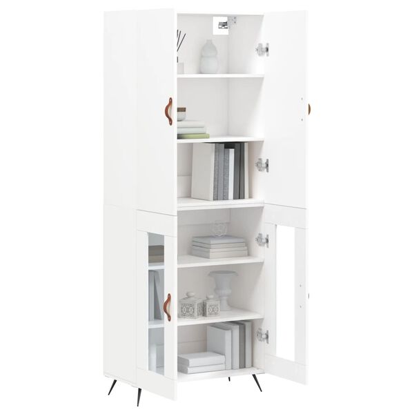 vidaXL Skř&iacute;ň highboard b&iacute;l&aacute; 69,5 x 34 x 180 cm kompozitn&iacute; dřevo