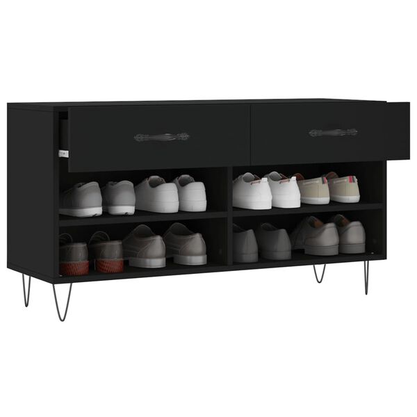 vidaXL Botník černý 102 x 35 x 55 cm kompozitní dřevo