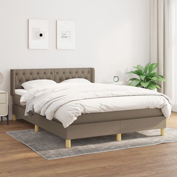 vidaXL Box spring postel s matrac&iacute; taupe 140x200 cm textil