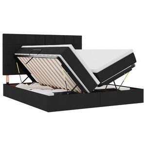 vidaXL LED postel s &uacute;ložn&yacute;m prostorem a matrac&iacute; Čern&aacute; 180 x 200 cm