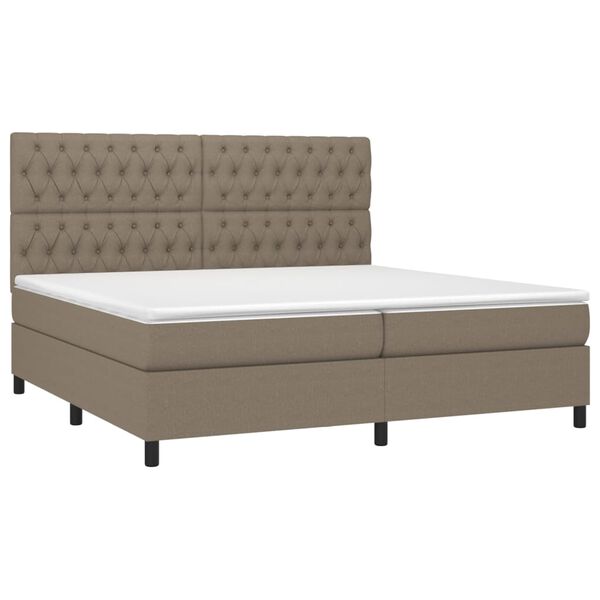 vidaXL Box spring postel s matrac&iacute; a LED taupe 200x200 cm textil