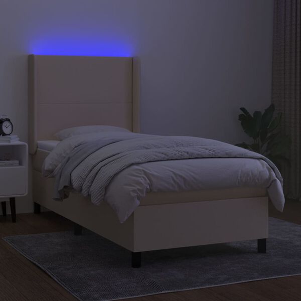 vidaXL Box spring postel s matrac&iacute; a LED kr&eacute;mov&aacute; 100x200 cm textil