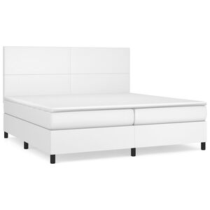 vidaXL Box spring postel s matrac&iacute; b&iacute;l&aacute; 200x200 cm uměl&aacute; kůže