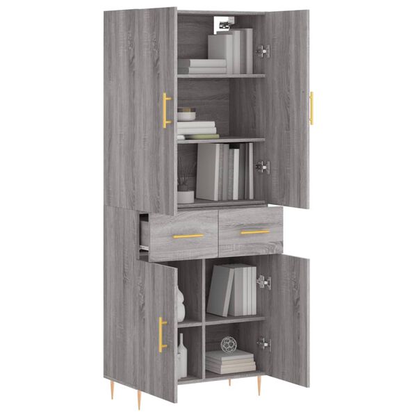 vidaXL Skř&iacute;ň highboard &scaron;ed&aacute; sonoma 69,5 x 34 x 180 cm kompozitn&iacute; dřevo