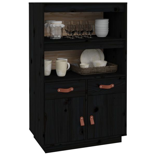vidaXL Skříň highboard černá 67 x 40 x 108,5 cm masivní borové dřevo