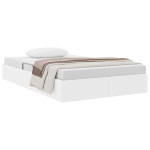 vidaXL Postel s &uacute;ložn&yacute;m prostorem &Uacute;plně b&iacute;l&aacute; 120 x 190 cm Uměl&aacute; kůže