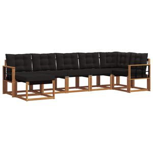 vidaXL Venkovn&iacute; pohovkov&aacute; souprava s pol&scaron;t&aacute;řem 7 pcs Přirozen&aacute; a čern&aacute;