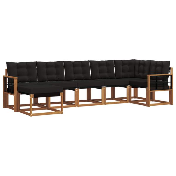 vidaXL Venkovn&iacute; pohovkov&aacute; souprava s pol&scaron;t&aacute;řem 7 pcs Přirozen&aacute; a čern&aacute;