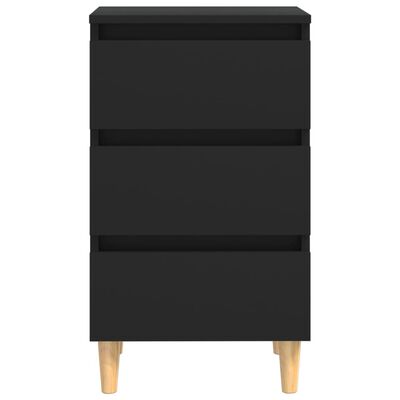 vidaXL Noční stolky s dřevěnými nohami 2 ks černé 40 x 35 x 69 cm