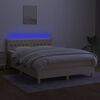 vidaXL Box spring postel s matrac&iacute; a LED kr&eacute;mov&aacute; 140x190 cm textil