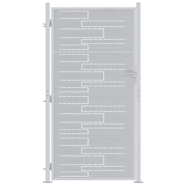 vidaXL Zahradn&iacute; br&aacute;na se z&aacute;mkem Stř&iacute;brn&aacute; 96 x 180 cm Nerezov&aacute; ocel