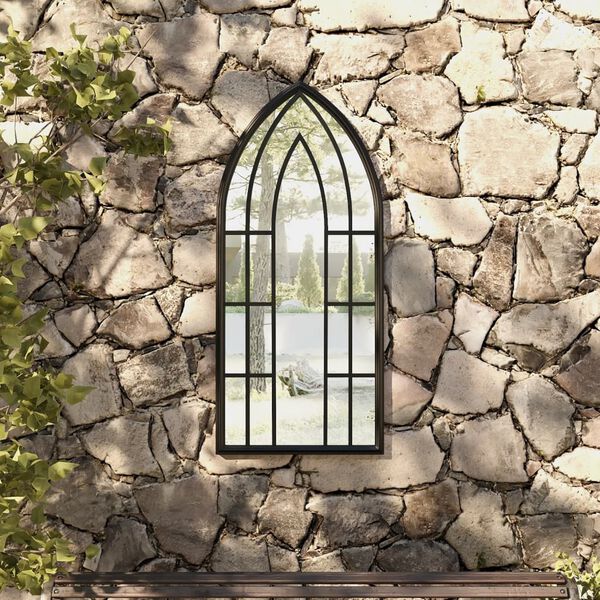 vidaXL Zahradn&iacute; zrcadlo čern&eacute; 100 x 45 cm železo pro použit&iacute; venku