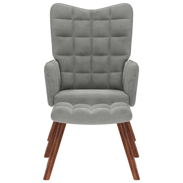 vidaXL Relaxační křeslo s taburetkou světle šedý samet