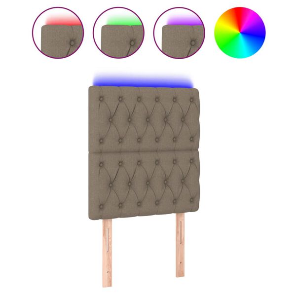 vidaXL Čelo postele s LED taupe 80x7x118/128 cm textil