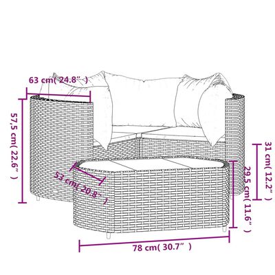 vidaXL 4dílná zahradní sedací souprava s poduškami šedá polyratan