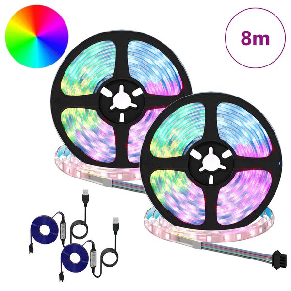 vidaXL LED p&aacute;s 4 pcs Čern&aacute; a průhledn&aacute; 400 x 0,8 x 0,3 cm Měď a plast