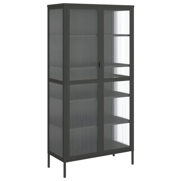 vidaXL Highboard čern&yacute; 85 x 40 x 180 cm sklo a ocel