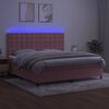 vidaXL Box spring postel s matrac&iacute; a LED růžov&aacute; 200x200 cm samet