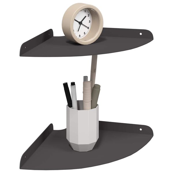 vidaXL Rohov&aacute; plovouc&iacute; polička s polic&iacute; 2 pcs Čern&yacute; 24 x 24 x 2 cm