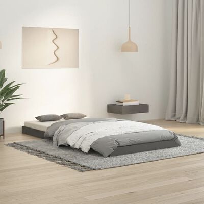 vidaXL Rám postele šedý 90 x 190 cm masivní borovice Single