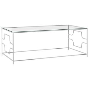 vidaXL Konferenčn&iacute; stolek stř&iacute;brn&yacute; 120x60x45 cm nerezov&aacute; ocel a sklo