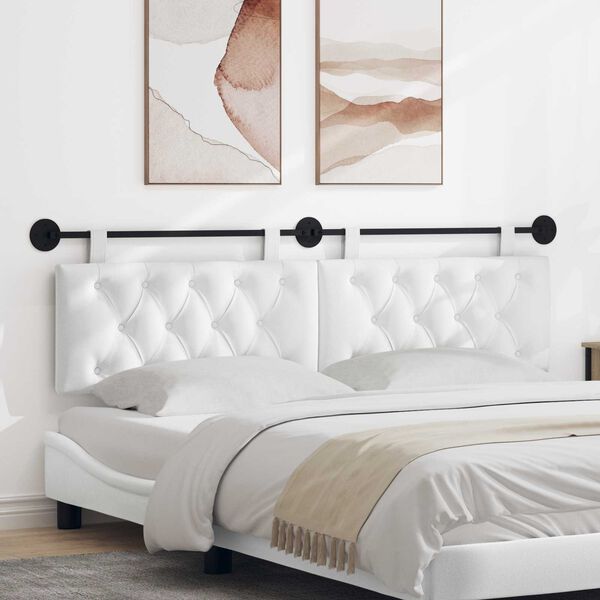 vidaXL Z&aacute;věsn&aacute; čeln&iacute; deska N&aacute;stěnn&yacute; B&iacute;l&yacute; 190 x 55 x 7 cm textil