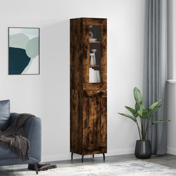vidaXL Skř&iacute;ň highboard kouřov&yacute; dub 34,5 x 34 x 180 cm kompozitn&iacute; dřevo