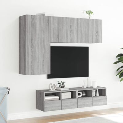 vidaXL 4dílná obývací stěna šedá sonoma kompozitní dřevo