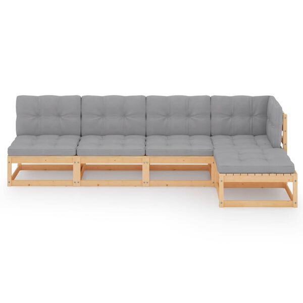 vidaXL 5d&iacute;ln&aacute; zahradn&iacute; sedac&iacute; souprava s podu&scaron;kami masivn&iacute; borovice