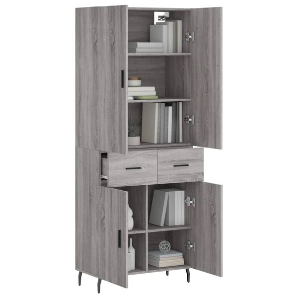 vidaXL Skř&iacute;ň highboard &scaron;ed&aacute; sonoma 69,5 x 34 x 180 cm kompozitn&iacute; dřevo