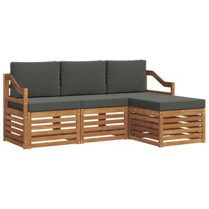 vidaXL Sedac&iacute; soupravy s pol&scaron;t&aacute;řem 4 pcs Přirozen&aacute; a Anthracitov&aacute;