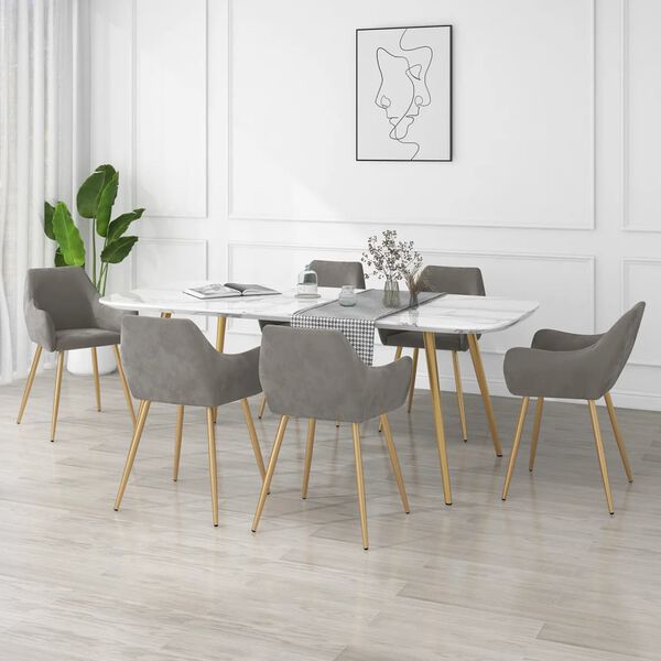 vidaXL J&iacute;deln&iacute; židle 6 ks světle &scaron;ed&eacute; samet